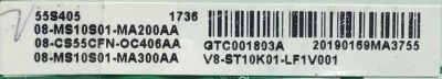 KIT DE TARJETAS PARA TV TCL / NUMERO DE PARTE MAIN 08-CS55CFN-OC406AA / 40-MST10S-MAD4HG / FUENTE 08-L14TWA2-PW220AN / 40-L14TH4-PWB1CG / T-CON  34.29110.071 / 3429110071 / PANEL LVF550ND1L CD9W16 V1 / MODELO 55S401 - Imagen 3